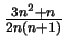 $\frac{3n^2+n}{2n(n+1)}$