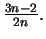 $\frac{3n-2}{2n}.$