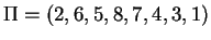 $\Pi = (2,6,5,8,7,4,3,1)$